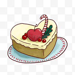 手绘圣诞节的平安果蛋糕PNG免抠素