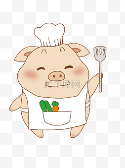 小猪厨师图片_手绘卡通厨师小猪可商用
