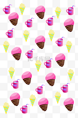 紫色的冰淇淋底纹插画
