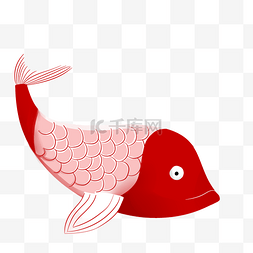 小鱼儿手绘图片_创意手绘卡通精致的红色鲤鱼