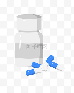 医疗用品的插画图片_白色医疗胶囊药瓶插画