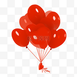 红色爱心绳子图片_情人节红色气球插画