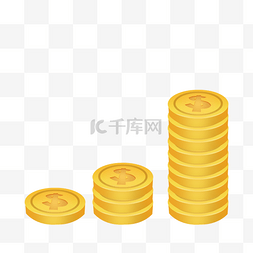 黄色圆形金币图片_手绘叠放整齐的钱