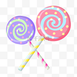 紫色糖图片_可爱的圆形棒棒糖插画