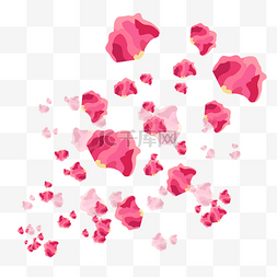 落花漂浮图片_手绘植物漂浮的粉红花瓣