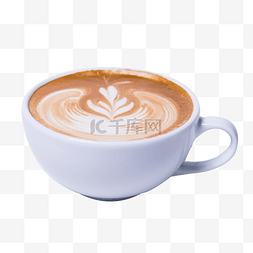 饮料杯咖啡图片_白色咖啡杯拉花近景实拍图