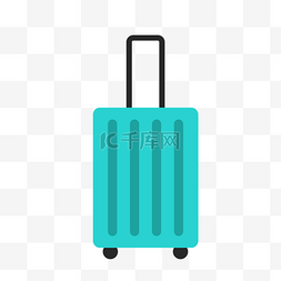 简约手绘天蓝色的行李箱插画海报
