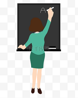 女老师黑板图片_矢量卡通女老师黑板