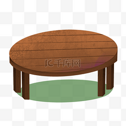 木头桌子卡通图片_木制圆形桌子卡通png素材
