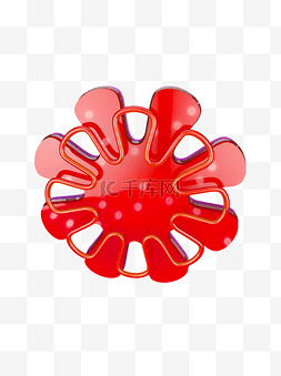 红色立体花瓣背景电商C4D装饰元素