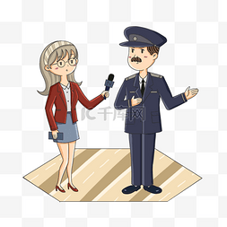卡通警察背景图片_接受采访的警察png素材