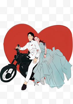 七夕骑着摩托兜风的情侣