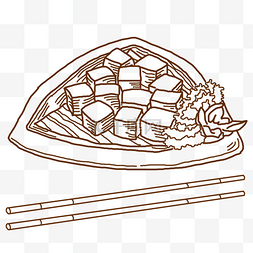 食物线描手绘食物图片_手绘线描家常油豆腐插画