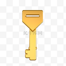 C4D金色质感立体钥匙装饰