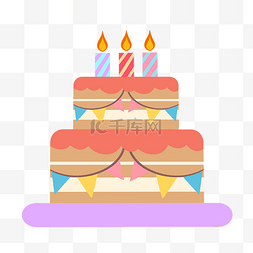 蛋糕双层图片_彩旗装饰生日蛋糕