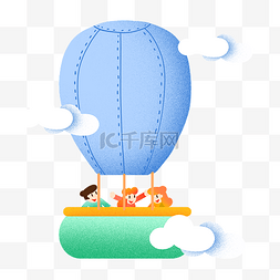 天空免抠素材图片_热气球蓝色热气球插画