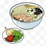 手绘特色美食羊肉泡馍插画