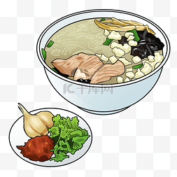 西北问啊图片_手绘特色美食羊肉泡馍插画