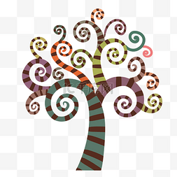 抽象条纹彩色大树