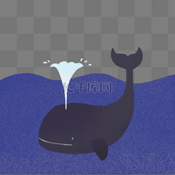 小鲸鱼喷水图片_手绘可爱海洋鲸鱼喷水