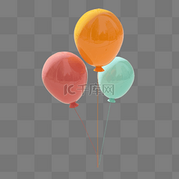 气球悬浮图片_3D卡通彩色气球卡通立体C4D电商