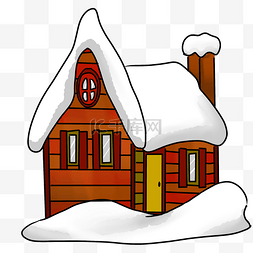 冬天红色小房子手绘插画