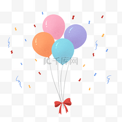 小清新彩色气球图片_手绘小清新气球彩带下载