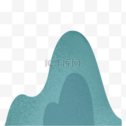 中国风山水国画图片_一座青绿色水墨山峰