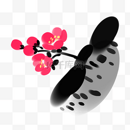 粉色花朵水墨插画