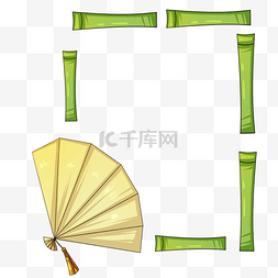 扇子创意图片_中国风绿色竹子边框