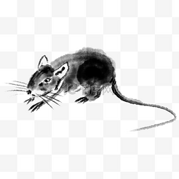 漂亮的老鼠图片_黑色的水墨老鼠插画