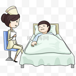 和病人交谈的卡通护士