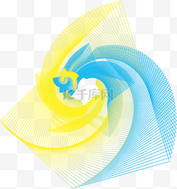 黄蓝色波浪图片_黄蓝色渐变几何图案元素
