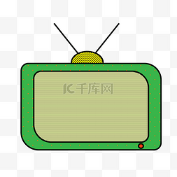 矢量卡通绿色波点风格电视机