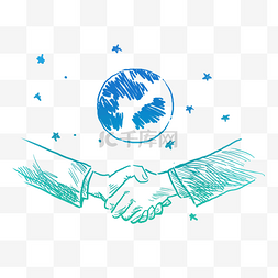 合作伙伴插图图片_手绘商务握手PNG免扣素材