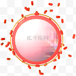 喜庆背景红色图片_圆形渐变边框C4D立体节日气氛装饰