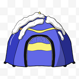 蓝色的落雪帐篷插画