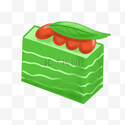 面食插画图片_绿色的抹茶蛋糕插画