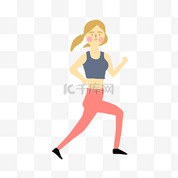跑步的女孩卡通图片_在运动健康跑步的女孩