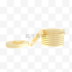 金币天猫图片_C4D金色立体装饰一堆金币免抠图