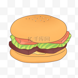 面包西式图片_美式食品快餐汉堡包插画