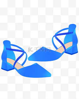 皮鞋女士图片_矢量手绘蓝色皮鞋