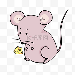 卡通小动物紫色图片_手绘卡通老鼠插画