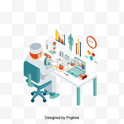 医学实验卡通图片_卡通简单医院医学实验装饰元素
