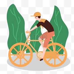 骑单车的男孩图片_卡通插画风骑单车的男孩