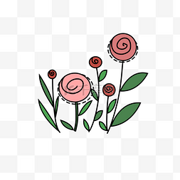彩色绿植图片_玫瑰卡通可爱花朵绿植