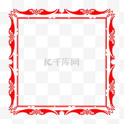 古典相框图片_方形红色花边花纹边框插画