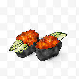 日本料理手绘插画图片_手绘日料鱼子寿司