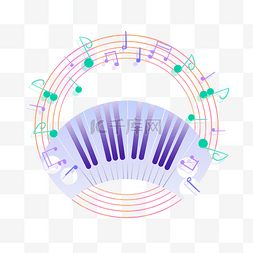 钢琴音符音乐图片_圆形音乐音符插画