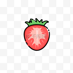 夏季果汁手绘图片_半颗卡通红色草莓水果